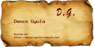 Dencs Gyula névjegykártya
